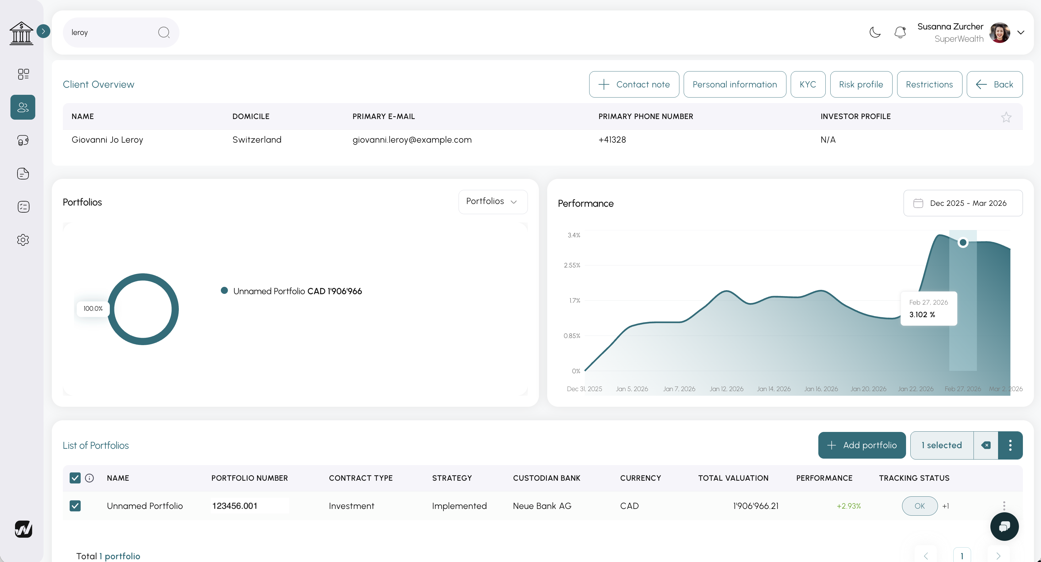 Advisor Cockpit Dashboard